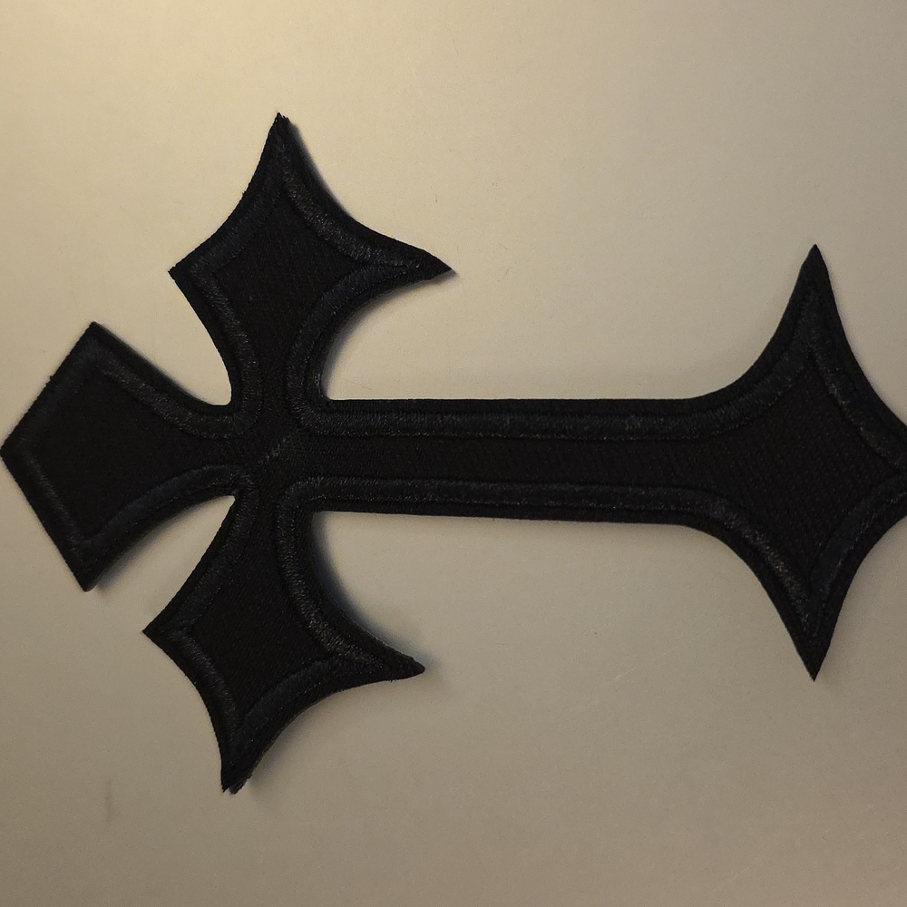 Iron On Patch Cross Black Stitching